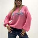 maglione con scritta ricamata no vabbe